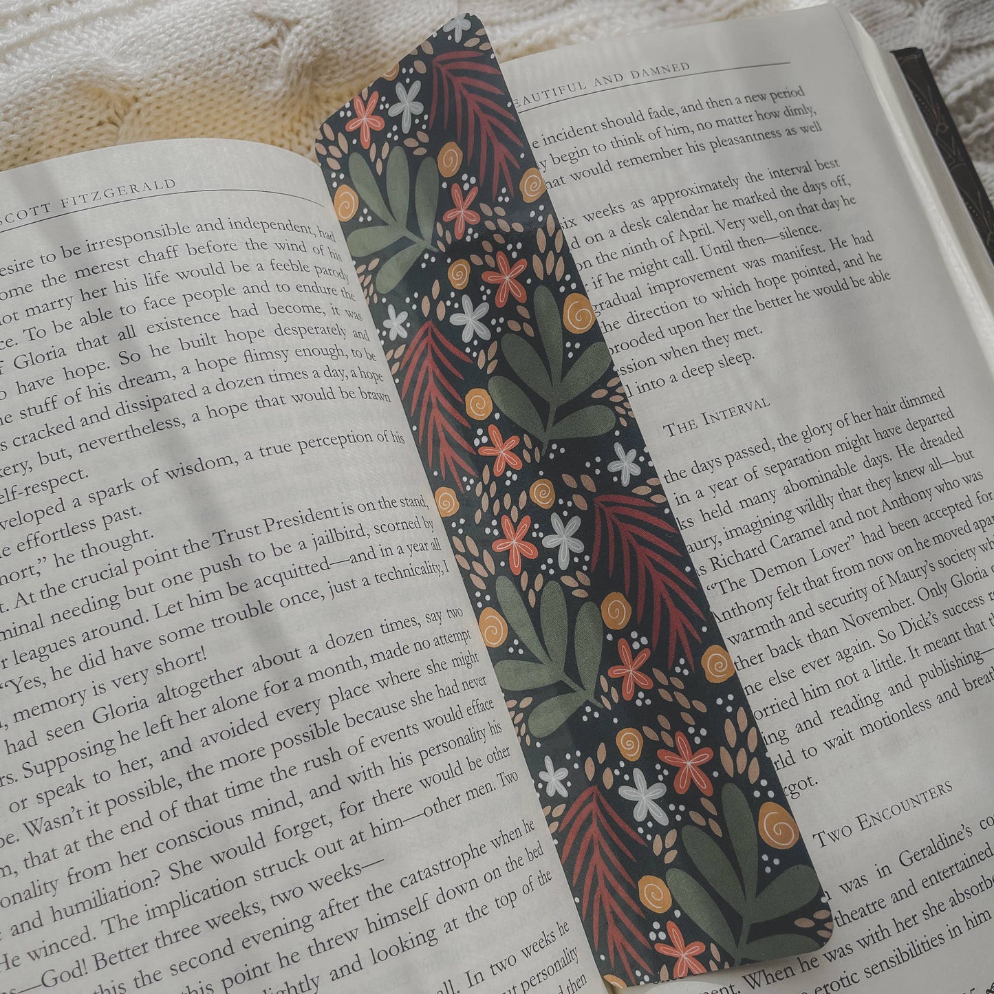 Dark Florals Hand Drawn Bookmark 2x8 | Glossy