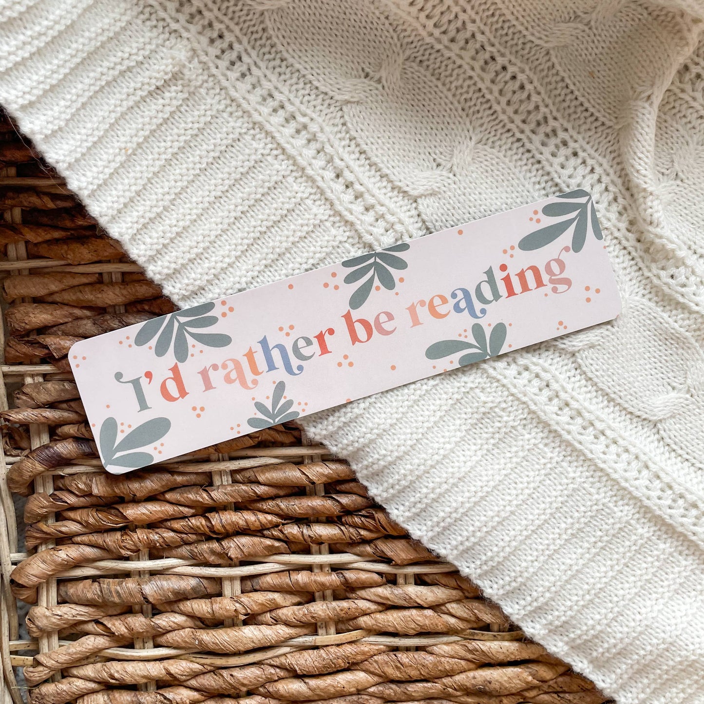 I'd Rather Be Reading and Polka Dot 2x8 Bookmark | Glossy