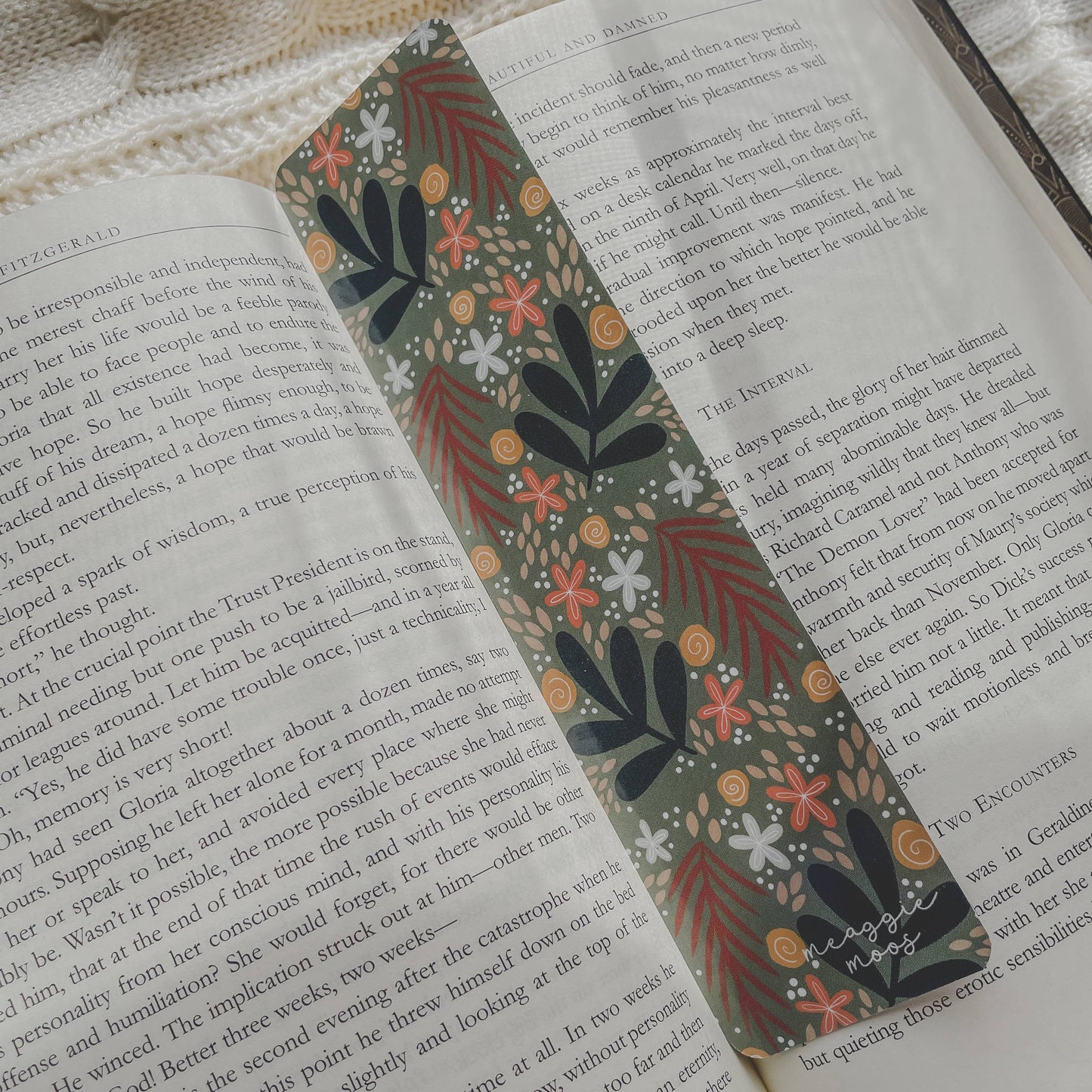 Dark Florals Hand Drawn Bookmark 2x8 | Glossy