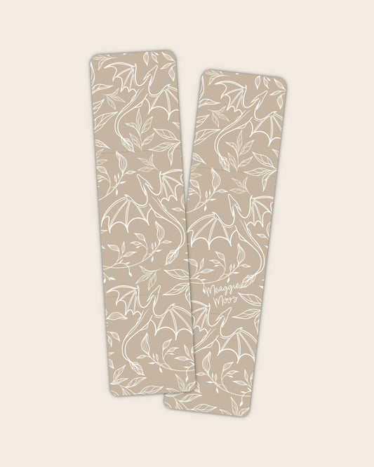 Cream and White Floral Dragons 2x8 Bookmark | Glossy