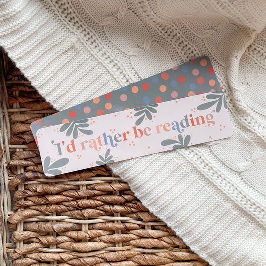 I'd Rather Be Reading and Polka Dot 2x8 Bookmark | Glossy